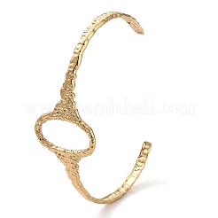 304 Stainless Steel Hollow Oval Cuff Bangle for Women&nbsp;BJEW-D061-01G