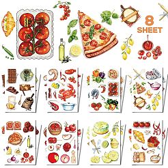 8Pcs Food PVC Waterproof Stickers&nbsp;STIC-T0001-03
