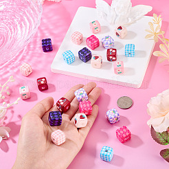 24Pcs 8 Styles Opaque Printed Acrylic Beads&nbsp;MACR-TA0002-75