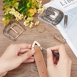 2 Sets 2 Styles Belt Alloy Buckle Sets&nbsp;FIND-BC0004-54
