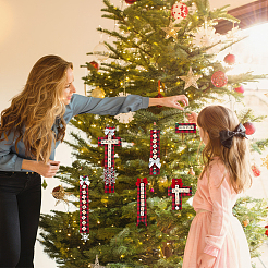 DIY Christmas Themed Wood Pendant Decorations Kits&nbsp;DIY-NB0012-73