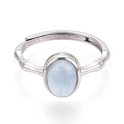 Natural Aquamarine Oval Open Cuff Ring&nbsp;STER-T008-92P