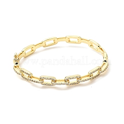 Clear Cubic Zirconia Oval Link Chains Hinged Bangle&nbsp;BJEW-J165-12G