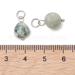 Natural Tree Agate Tumbled Stone Pendants&nbsp;PALLOY-JF05428-02