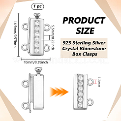925 Sterling Silver Crystal Rhinestone Box Clasps&nbsp;STER-BC0004-41P