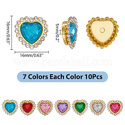 70Pcs 7 Colors Heart Sew on Rhinestones&nbsp;GLAA-AR0001-84