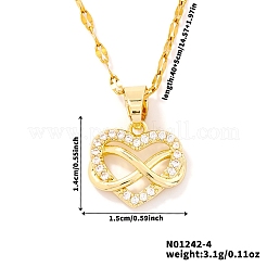 Retro Minimalist High-end Brass Micro Pave Clear Cubic Zirconia Heart with Infinity Pendant Necklaces for Women&nbsp;GG9465-2