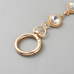 Alloy Crystal Rhinestone Rhombus Flat Round Link Chain Bag Extension Chains&nbsp;PURS-WH0009-001KCG