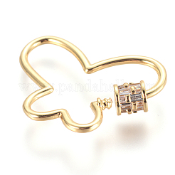 Brass Micro Pave Cubic Zirconia Screw Carabiner Lock Charms&nbsp;ZIRC-F105-19G