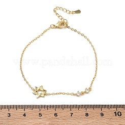 Brass Micro Pave Clear Cubic Zirconia Link Bracelets&nbsp;BJEW-E114-01A-G