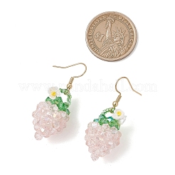 Strawberry Glass Seed & Glass Beaded Dangle Earrings&nbsp;EJEW-MZ00689-01