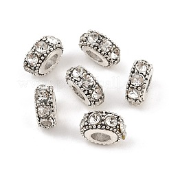Flat Round Antique Silver Plated Alloy Rhinestone European Beads&nbsp;ALRI-Q228-10H