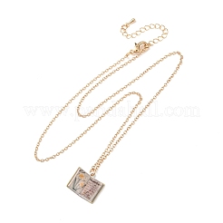 Brass Enamel Book Pendant Necklaces for Women&nbsp;KK-CBAF5B9-01G-11
