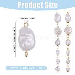 120Pcs 12 Styles ABS Plastic with Acrylic Pearl & Iron Pendants & Connector Charms&nbsp;PALLOY-PH01910