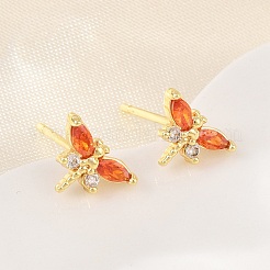 Brass Micro Pave Cubic Zirconia Stud Earrings for Women&nbsp;KK-A305-08G-03