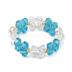 6Pcs 6 Colors Glass Bead Finger Rings&nbsp;RJEW-MZ00036