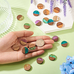 20Pcs 5 Colors Resin & Walnut Wood Pendants&nbsp;RESI-TA0004-43
