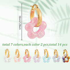 7 Pairs 304 Stainless Steel Flower Hoop Earrings&nbsp;EJEW-AR00007