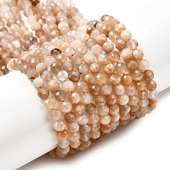 Natural Peach Moonstone Beads Strands&nbsp;G-F619-19A-4mm