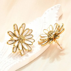 304 Stainless Steel Flowers Stud Earrings for Women&nbsp;EJEW-R023-02G