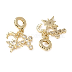 Ocean Brass Pave Clear Cubic Zirconia European Dangle Charms&nbsp;KK-H278-03G-06