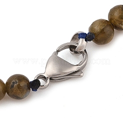 Natural Labradorite Round Beads Bracelets & Necklaces Sets&nbsp;SJEW-L132-23