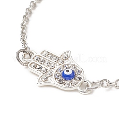 2Pcs 2 Color Crystal Rhinestone Hamsa Hand with Evil Eye Link Bracelet&nbsp;BJEW-JB09161
