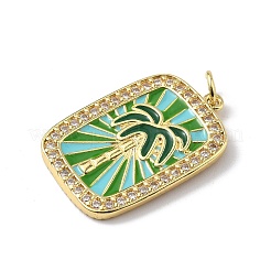 Brass Micro Pave Cubic Zirconia Pendants with Enamel&nbsp;KK-Q039-11G