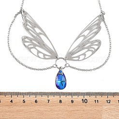 304 Stainless Steel & Blue Glass Pendant Necklaces&nbsp;NJEW-TA00253