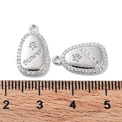 Brass Micro Pave Clear Cubic Zirconia Pendants&nbsp;KK-F871-26P