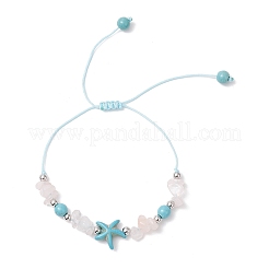 2Pcs Turtle and Starfish Synthetic Turquoise Beads Braided Bead Bracelets for Women&nbsp;BJEW-JB12064-02