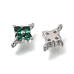 Brass Pave Cubic Zirconia Flower Links Connector Charms&nbsp;KK-K427-04P