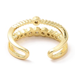 Clear Cubic Zirconia Double Line Open Cuff Ring&nbsp;RJEW-A007-02LG