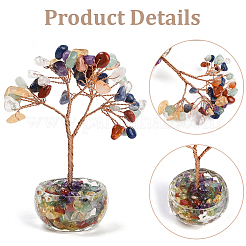 1Pc Natural Mixed Gemstone Chips Tree of Life Decorations&nbsp;DJEW-DJ0001-08A