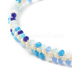 Imitation Jade Glass Braided Bead Anklet&nbsp;AJEW-AN00471