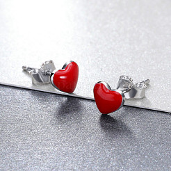 Anti-Tarnish Rhodium Plated 925 Sterling Silver Enamel Stud Earrings&nbsp;EJEW-FF0008-006P