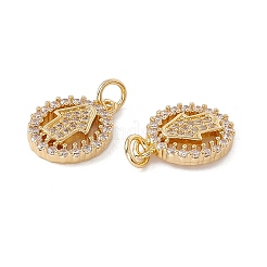 Brass Micro Pave Clear Cubic Zirconia Pendants&nbsp;KK-G439-38G