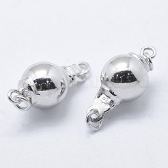 Anti-Tarnish Rhodium Plated 925 Sterling Silver Box Clasps&nbsp;STER-F037-017P-8mm