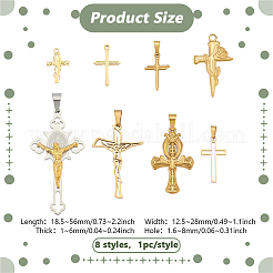 8Pcs 8 Styles 304 Stainless Steel Pendants&nbsp;STAS-PH0006-06