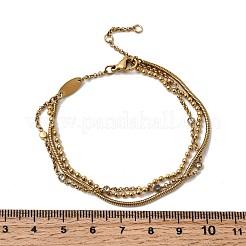 304 Stainless Steel Micro Pave Cubic Zirconia Multi-strand Bracelets&nbsp;BJEW-C137-02G