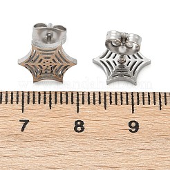 Non-Tarnish 304 Stainless Steel Spider Web Stud Earrings&nbsp;X-EJEW-G294-01P