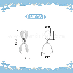 60Pcs 201 Stainless Steel Pendant Pinch Bails&nbsp;STAS-UN0049-40