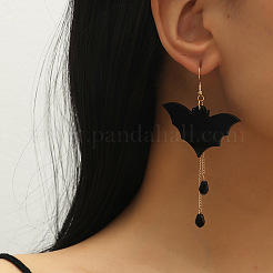Bat Alloy & Acrylic & Glass Dangle Earrings&nbsp;FS-WG4EEB8-01