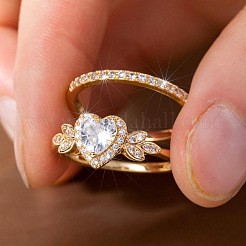 Alloy Micro Pave Cubic Zirconia Finger Rings Sets for Women&nbsp;FS-WGC007F-01