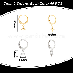 40Pcs 2 Colors 304 Stainless Steel Leverback Earring Findings&nbsp;STAS-UN0046-30
