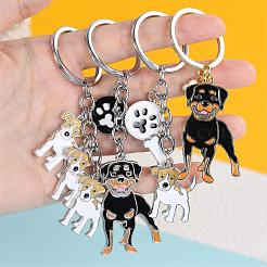 WEWAYSMILE 2 pcs Dog Keychain Car Keychain Pet Pendant Key-Ring Lovely Dog Key-ring Portable Metal Keychain Gift for Pet Lover Birthday Puppy Theme Party Supplies (Rottweiler)&nbsp;JX797A