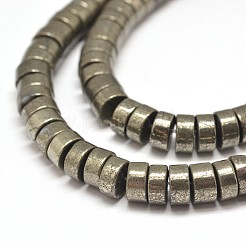Flat Round/Disc Natural Pyrite Beads Strands&nbsp;X-G-I126-23-6x4mm