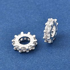 Brass Micro Pave Clear Cubic Zirconia Beads&nbsp;KK-K300-02D-S