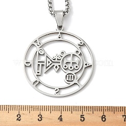 201 Stainless Steel Demon Seal Sigil Pendant Necklaces&nbsp;NJEW-H065-17P
