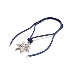Alloy Flower Pendant Adjustable Nylon Cord Tie Knot Necklaces for Women&nbsp;WG58F26-02